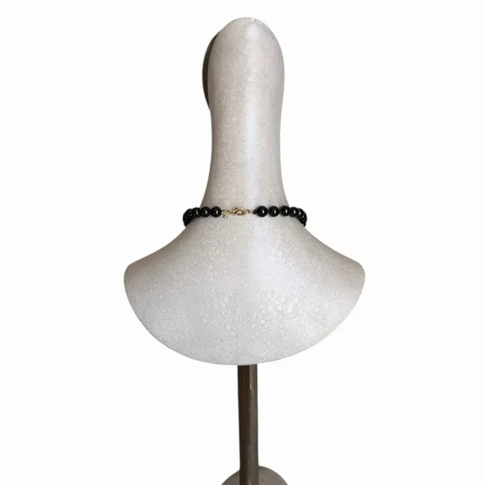 Amy Taylor Black Beaded Tassel Necklace Faux Pearl Statement Jewelry